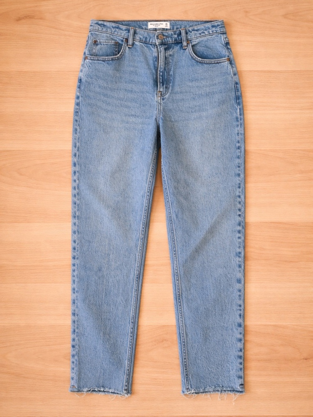 Abercrombie Mid-Rise Light Wash Straight Leg Jeans